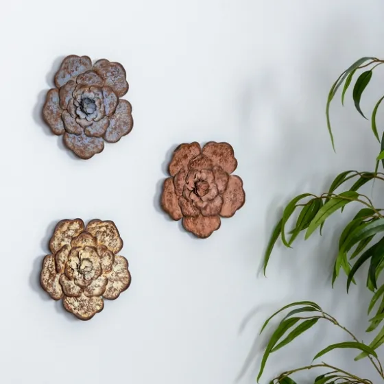 Color Metal Flower Wall Plaques, Set Of 3-Kirkland's Home Cheap