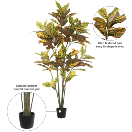 Colorful Croton Tree In Black Planter, 5 Ft.-Kirkland's Home Flash Sale