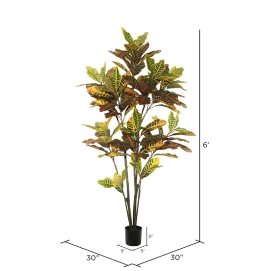 Colorful Croton Tree In Black Planter, 6 Ft.-Kirkland's Home Fashion
