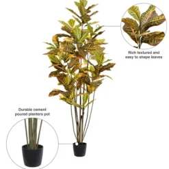 Colorful Croton Tree In Black Planter, 6 Ft.-Kirkland's Home Fashion