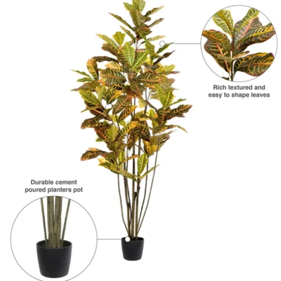 Colorful Croton Tree In Black Planter, 6 Ft.-Kirkland's Home Fashion