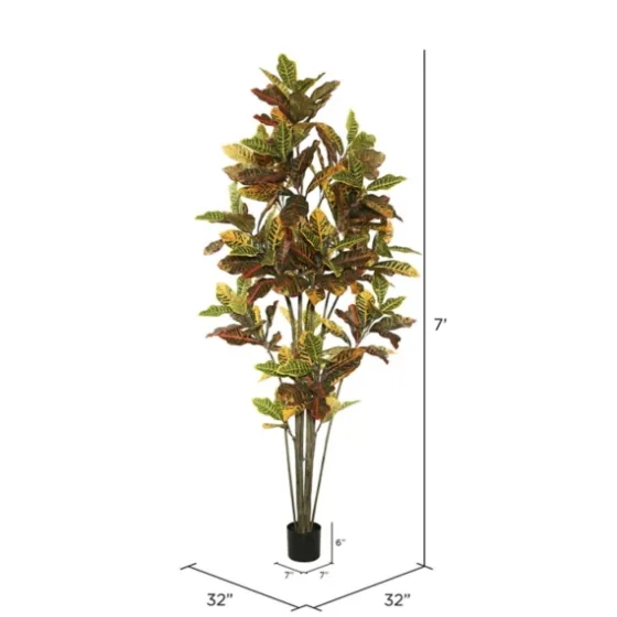 Colorful Croton Tree In Black Planter, 7 Ft.-Kirkland's Home Outlet