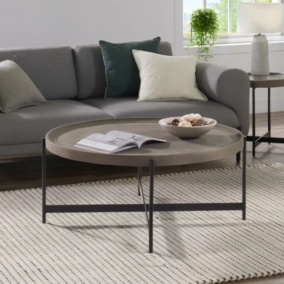 Concrete Round Tray Top Coffee Table-Kirkland's Home Best