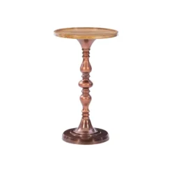 Copper Plated Accent Table With Mango Wood Top-Kirkland's Home Discount