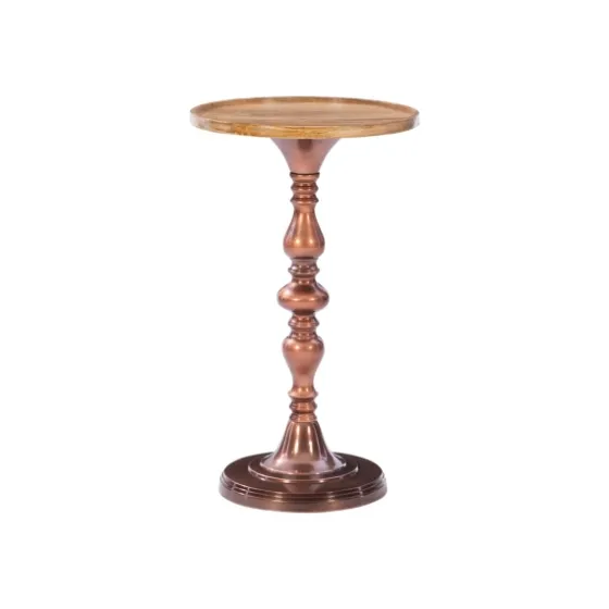 Copper Plated Accent Table With Mango Wood Top-Kirkland's Home Discount