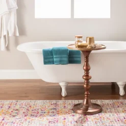 Copper Plated Accent Table With Mango Wood Top-Kirkland's Home Discount