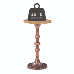 Copper Plated Accent Table With Mango Wood Top-Kirkland's Home Discount