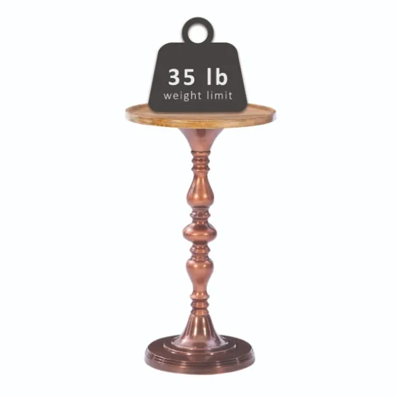 Copper Plated Accent Table With Mango Wood Top-Kirkland's Home Discount