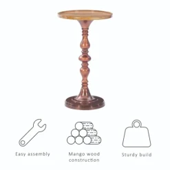 Copper Plated Accent Table With Mango Wood Top-Kirkland's Home Discount