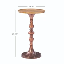Copper Plated Accent Table With Mango Wood Top-Kirkland's Home Discount