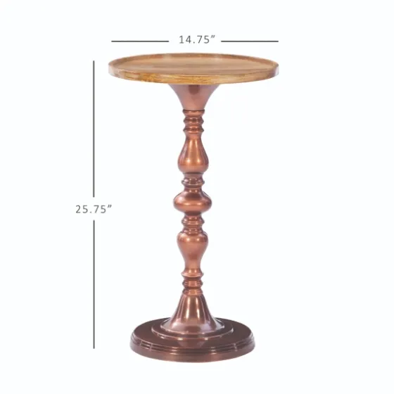 Copper Plated Accent Table With Mango Wood Top-Kirkland's Home Discount