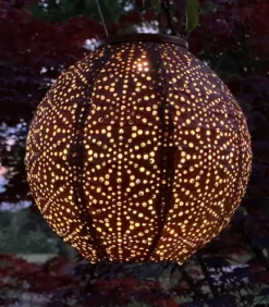 Copper Sashiko Round Hanging Led Outdoor Lantern-Kirkland's Home Clearance