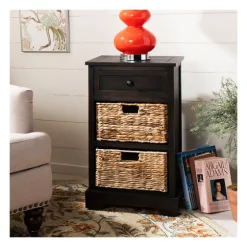 Cora Accent Table With Woven Storage Baskets-Kirkland's Home Discount
