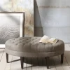 Cory Tufted Beige Linen Ottoman-Kirkland's Home Best Sale