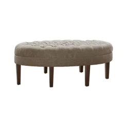 Cory Tufted Beige Linen Ottoman-Kirkland's Home Best Sale