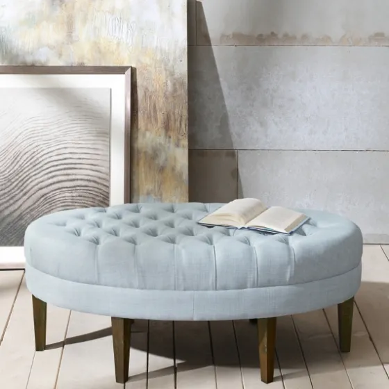 Cory Tufted Dusty Linen Ottoman-Kirkland's Home Flash Sale