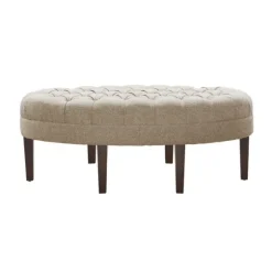 Cory Tufted Natural Linen Ottoman-Kirkland's Home Online