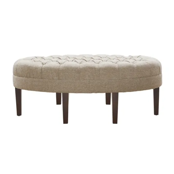 Cory Tufted Natural Linen Ottoman-Kirkland's Home Online