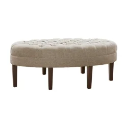 Cory Tufted Natural Linen Ottoman-Kirkland's Home Online