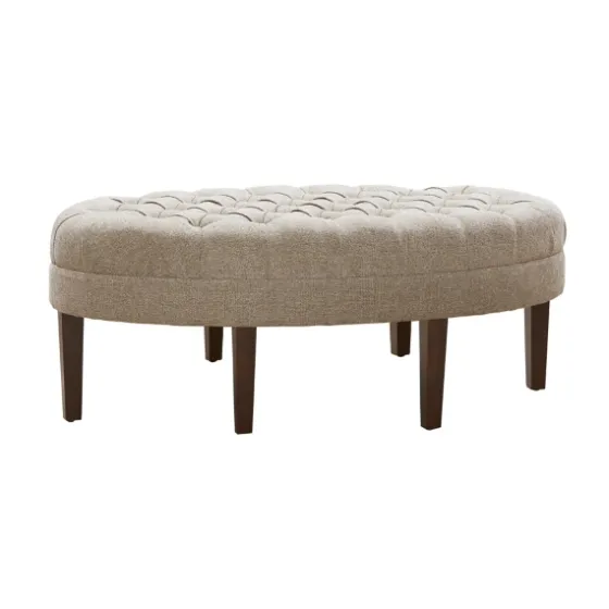 Cory Tufted Natural Linen Ottoman-Kirkland's Home Online