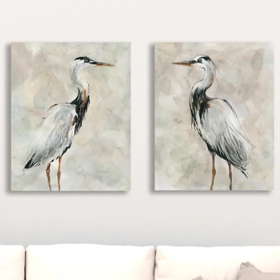 Crane At Dusk Giclee Canvas Art Prints, Set Of 2-Kirkland's Home Outlet