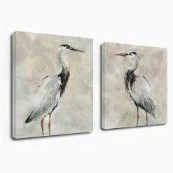 Crane At Dusk Giclee Canvas Art Prints, Set Of 2-Kirkland's Home Outlet