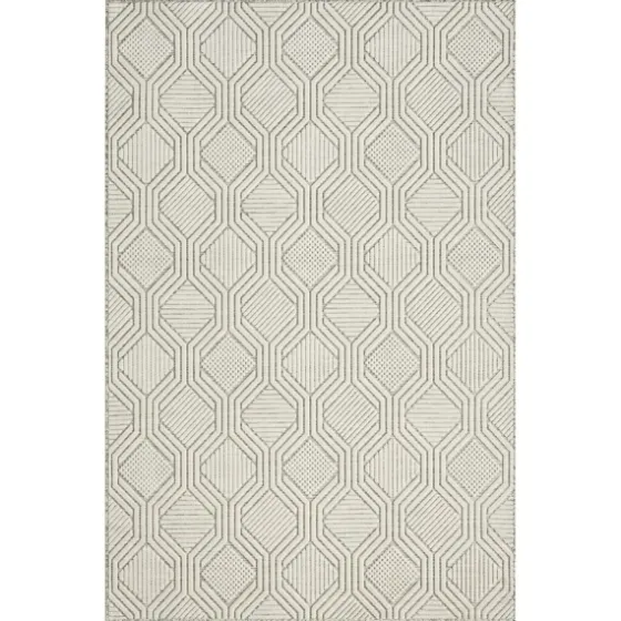 Cream And Blue Geo Indoor/Outdoor Area Rug, 7X9-Kirkland's Home Cheap