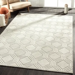 Cream And Blue Geo Indoor/Outdoor Area Rug, 7X9-Kirkland's Home Cheap