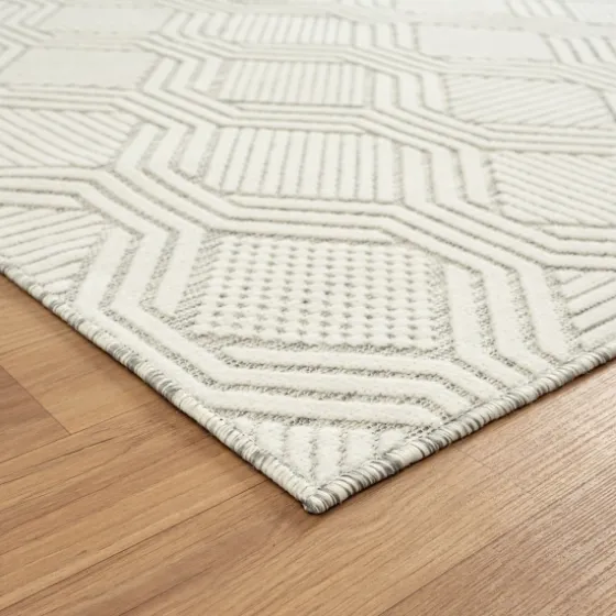 Cream And Blue Geo Indoor/Outdoor Area Rug, 7X9-Kirkland's Home Cheap