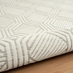 Cream And Blue Geo Indoor/Outdoor Area Rug, 7X9-Kirkland's Home Cheap