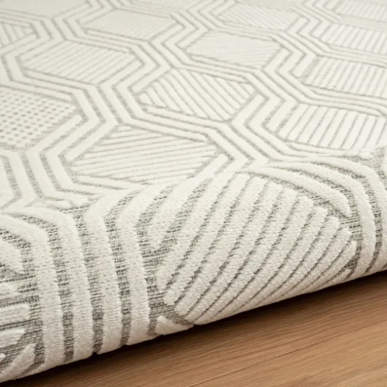 Cream And Blue Geo Indoor/Outdoor Area Rug, 7X9-Kirkland's Home Cheap
