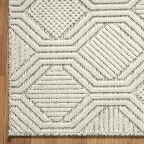 Cream And Blue Geo Indoor/Outdoor Area Rug, 7X9-Kirkland's Home Cheap