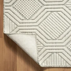 Cream And Blue Geo Indoor/Outdoor Area Rug, 7X9-Kirkland's Home Cheap
