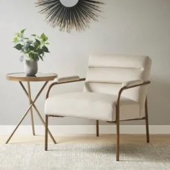 Cream And Gold Channeled Accent Chair-Kirkland's Home Store
