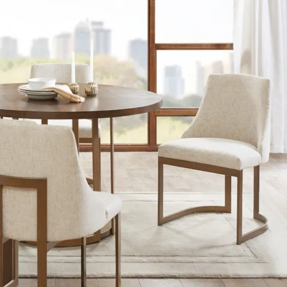 Cream And Gold Modern Dining Chairs, Set Of 2-Kirkland's Home New