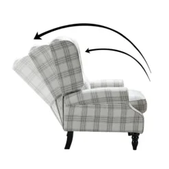 Cream And Gray Plaid Traditional Recliner-Kirkland's Home Outlet
