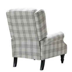 Cream And Gray Plaid Traditional Recliner-Kirkland's Home Outlet