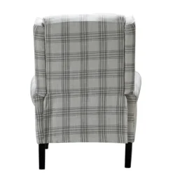 Cream And Gray Plaid Traditional Recliner-Kirkland's Home Outlet