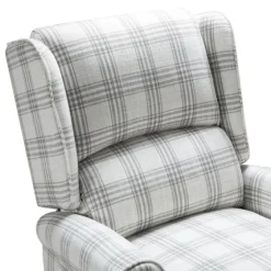 Cream And Gray Plaid Traditional Recliner-Kirkland's Home Outlet