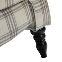 Cream And Gray Plaid Traditional Recliner-Kirkland's Home Outlet