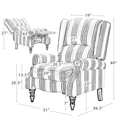 Cream And Gray Plaid Traditional Recliner-Kirkland's Home Outlet