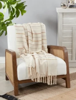 Cream And Orange Striped Throw Blanket-Kirkland's Home New