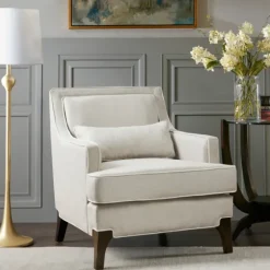 Cream And White Contrast Welting Accent Chair-Kirkland's Home Best