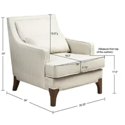 Cream And White Contrast Welting Accent Chair-Kirkland's Home Best