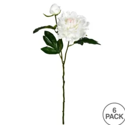 Cream Blooming Peony Stems, Set Of 6-Kirkland's Home Store