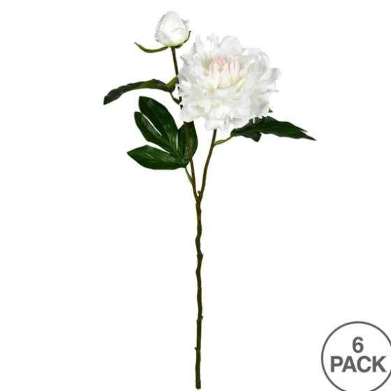 Cream Blooming Peony Stems, Set Of 6-Kirkland's Home Store