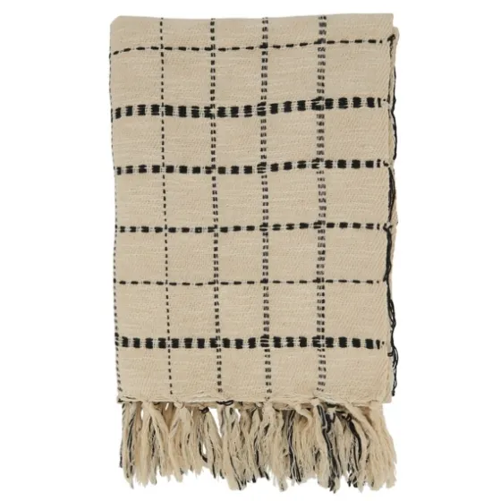 Cream Blue Plaid Throw Blanket-Kirkland's Home Cheap