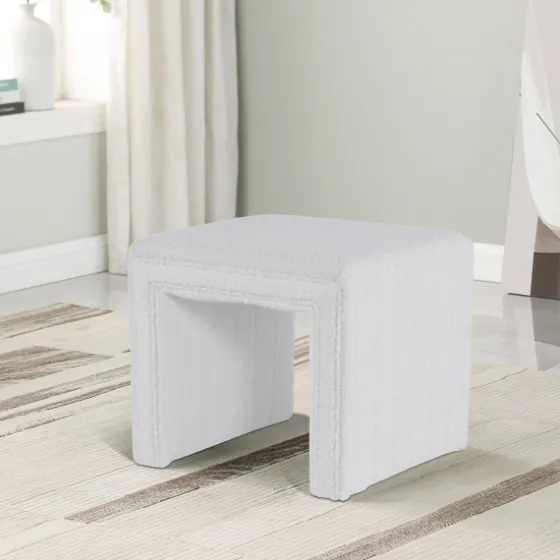 Cream Boucle Arch Ottoman-Kirkland's Home Store