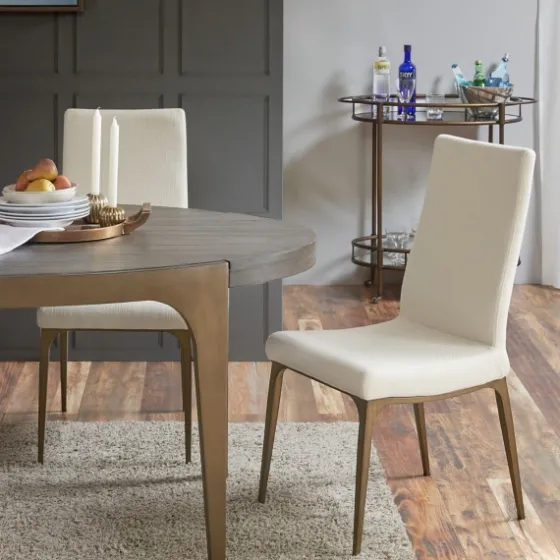 Cream Bronze Metal Base Dining Chairs, Set Of 2-Kirkland's Home Best