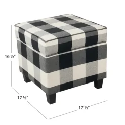 Cream Buffalo Plaid Upholstered Storage Ottoman-Kirkland's Home Cheap